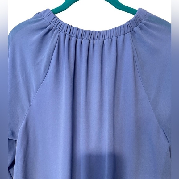NINE WEST Blue Blouse with Chiffon Ruffle Sleeve and Elastic Waist Line Size L - Picture 12 of 15